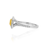 Fancy Intense Yellow Cushion Diamond Double Halo Ring