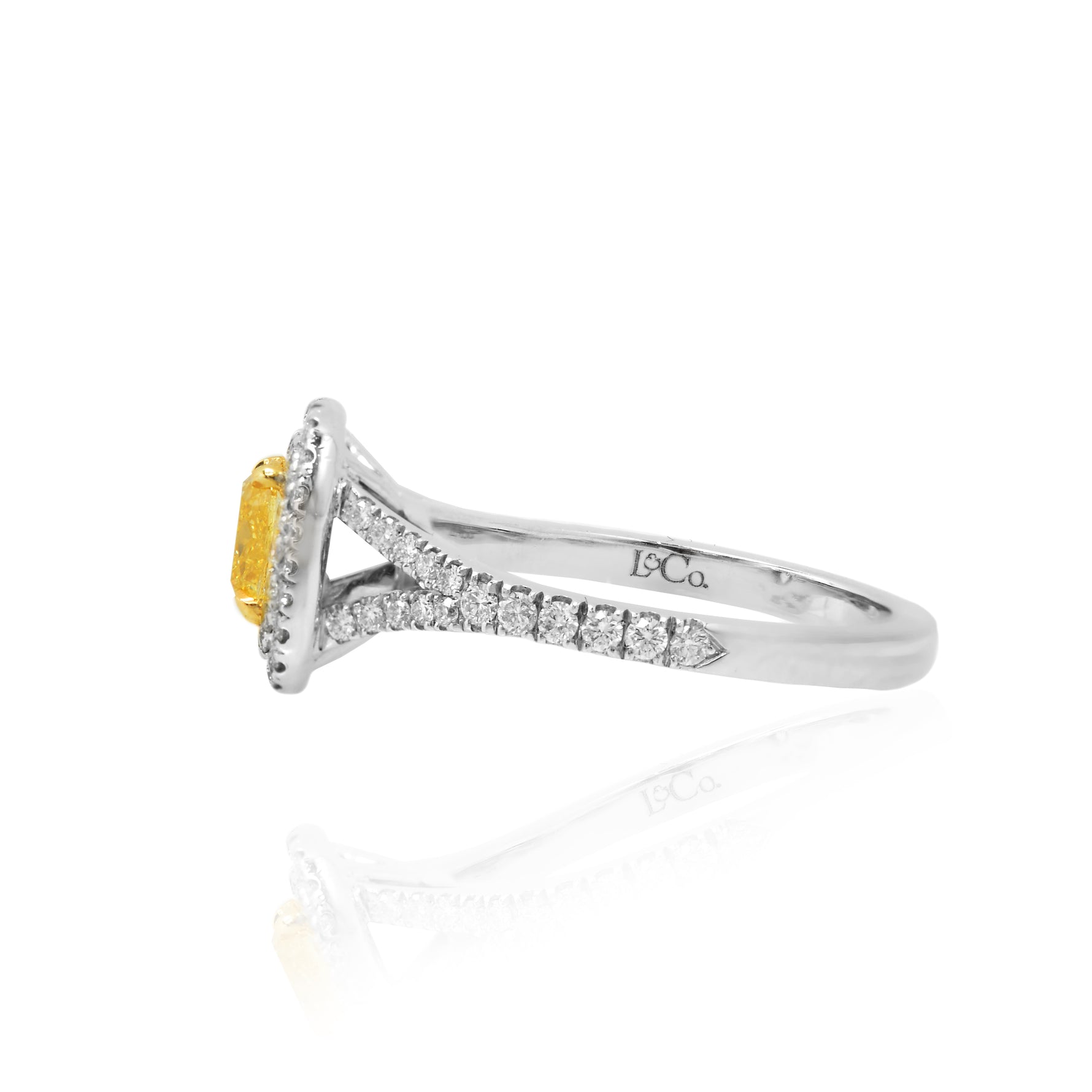 Fancy Intense Yellow Cushion Diamond Double Halo Ring