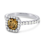 Fancy Dark Yellowish Brown Cushion Diamond Halo Ring