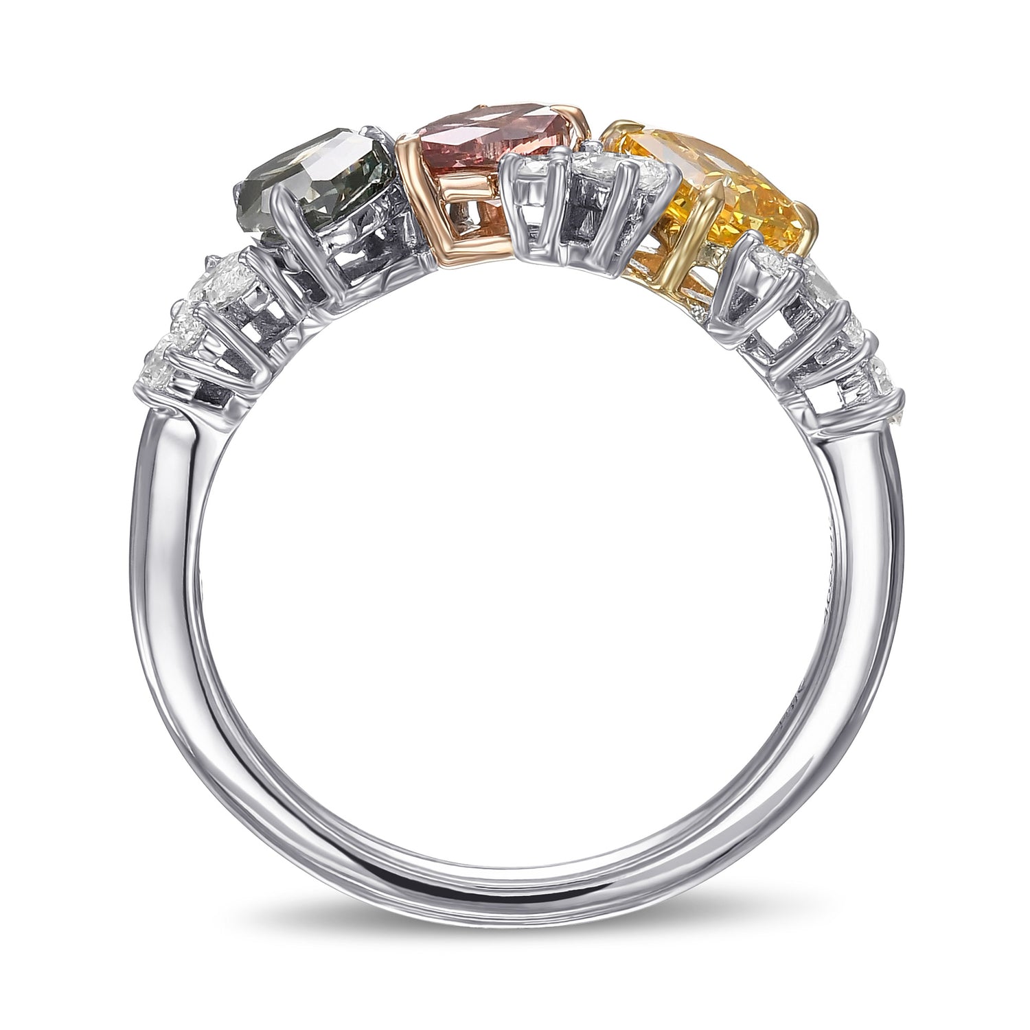 Extraordinary Three Stone Cluster Diamond Ring