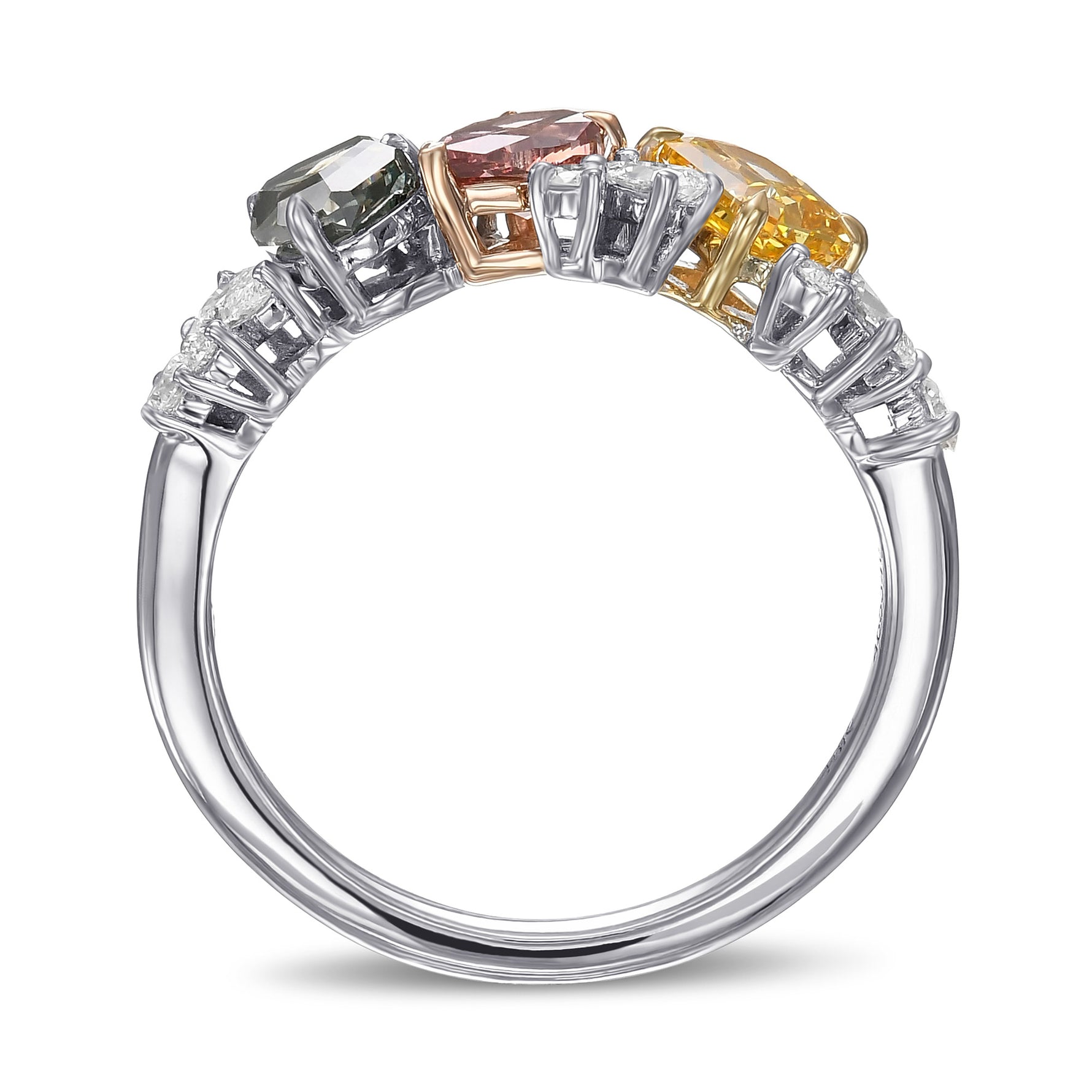 Extraordinary Three Stone Cluster Diamond Ring