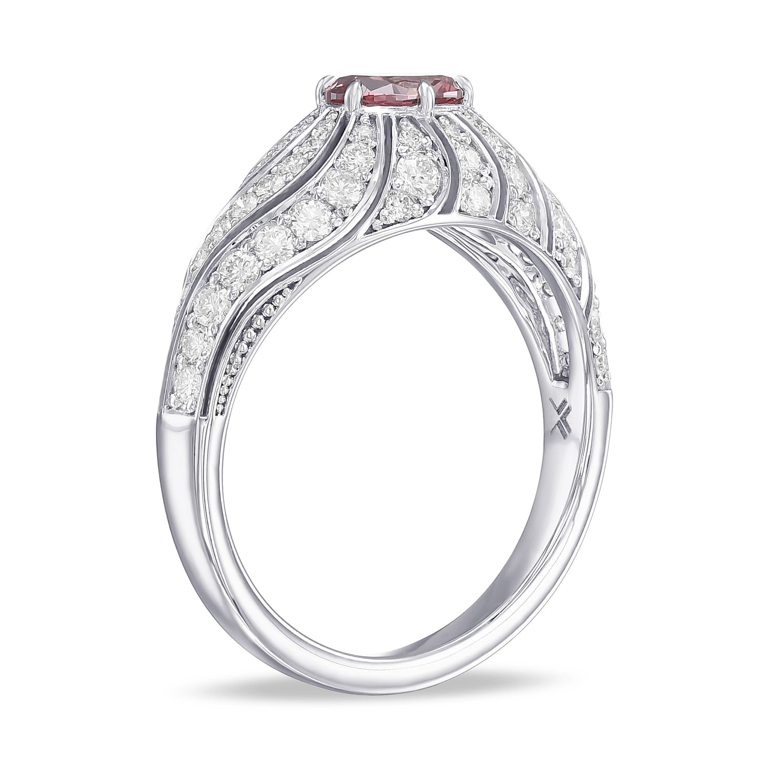 Fancy Deep Pink Oval Diamond Designer Dress Ring