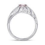 Fancy Deep Pink Oval Diamond Designer Dress Ring