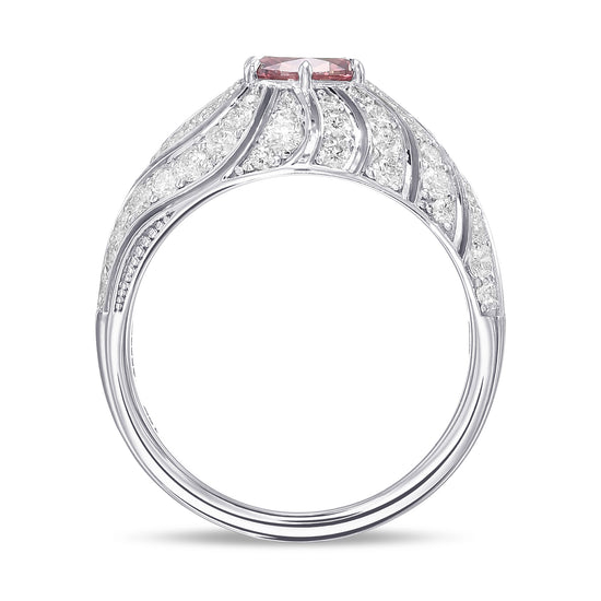 Fancy Deep Pink Oval Diamond Designer Dress Ring