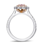 Fancy Pink Heart  Double Halo Diamond Ring