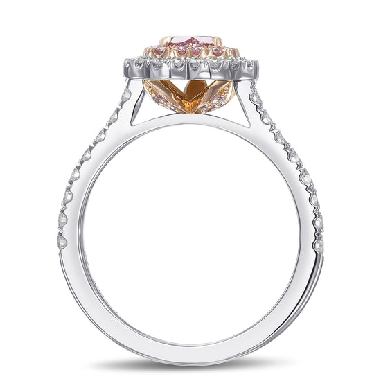 Fancy Pink Heart  Double Halo Diamond Ring