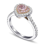 Fancy Pink Heart  Double Halo Diamond Ring