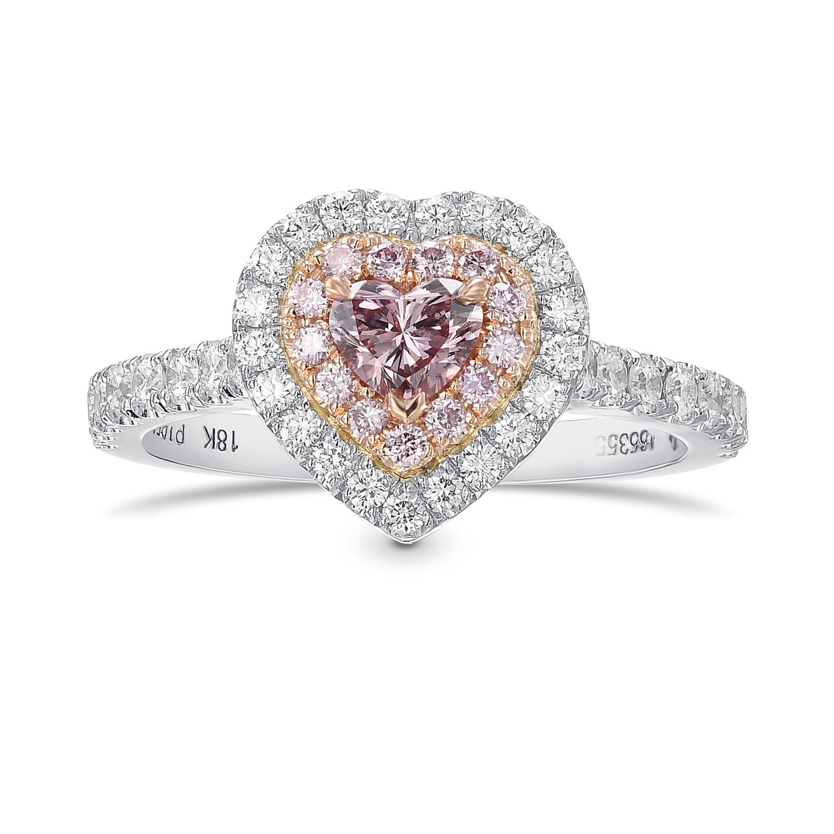 Fancy Pink Heart  Double Halo Diamond Ring