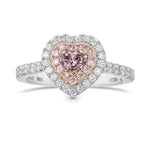 Fancy Pink Heart  Double Halo Diamond Ring
