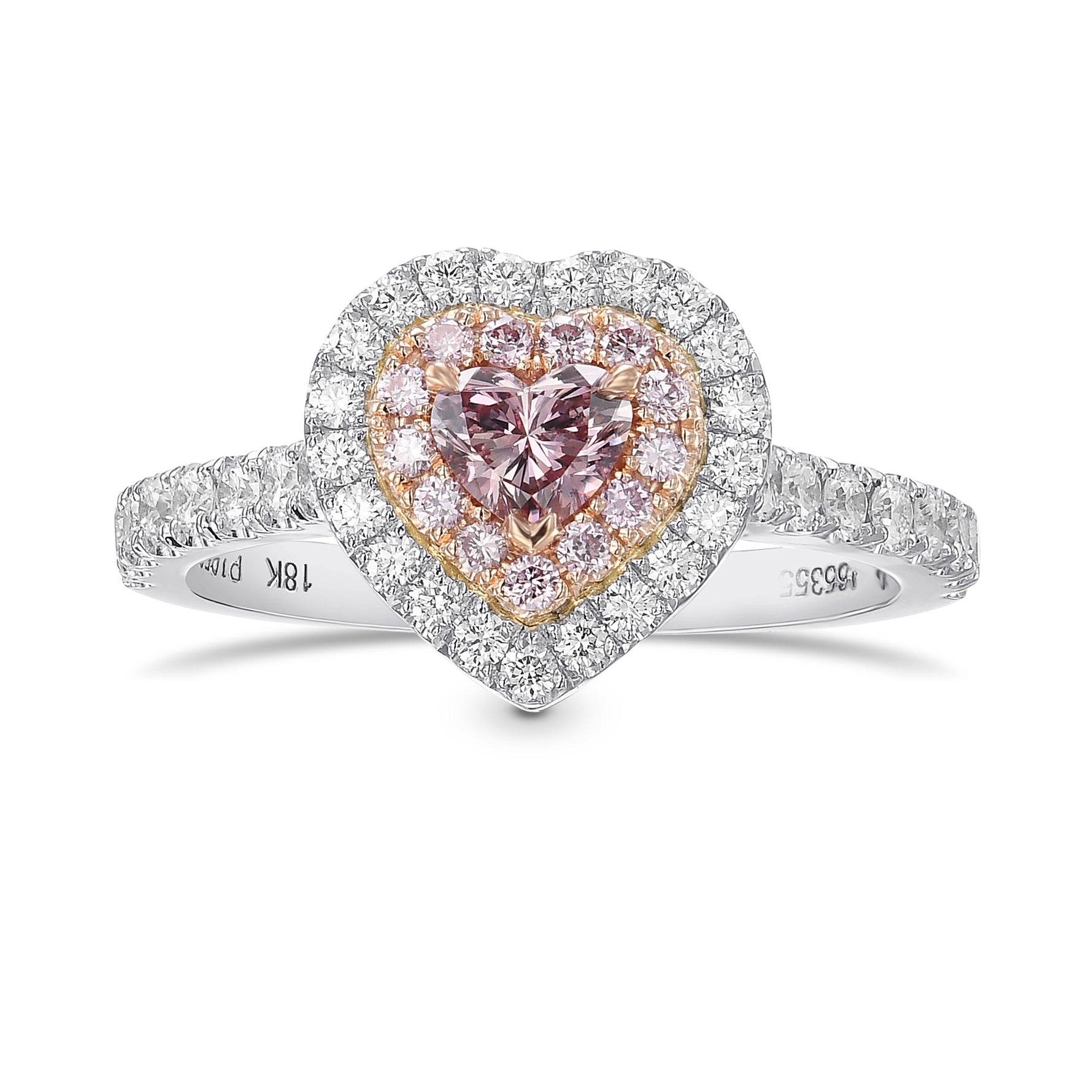 Fancy Pink Heart  Double Halo Diamond Ring