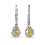 Fancy Yellow Pear Halo Drop Diamond Earrings