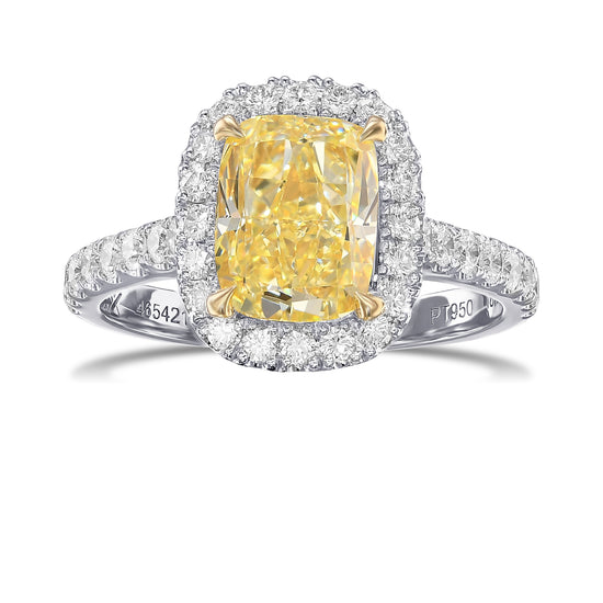 Fancy Yellow Cushion Halo Diamond Ring