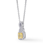 Fancy Intense Yellow Cushion Halo Cross-over Diamond Pendant 