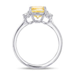 Fancy Intense Yellow Cushion & Half Moon 3 Stone Diamond Ring