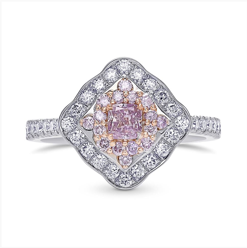 Fancy Intense Pink Purple Cushion Halo Diamond Ring