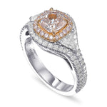 Light Pink Cushion and Triangle Diamond Ring 