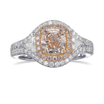 Light Pink Cushion and Triangle Diamond Ring 