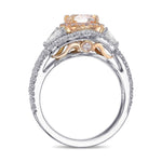 Light Pink Cushion and Triangle Diamond Ring 