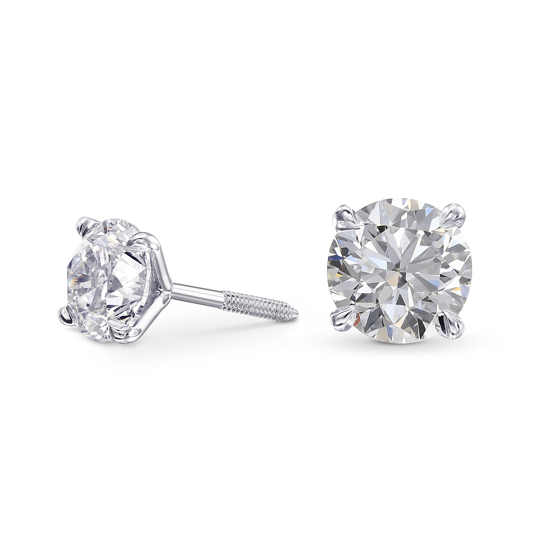 Colorless Round Brilliant Stud Diamond Earrings