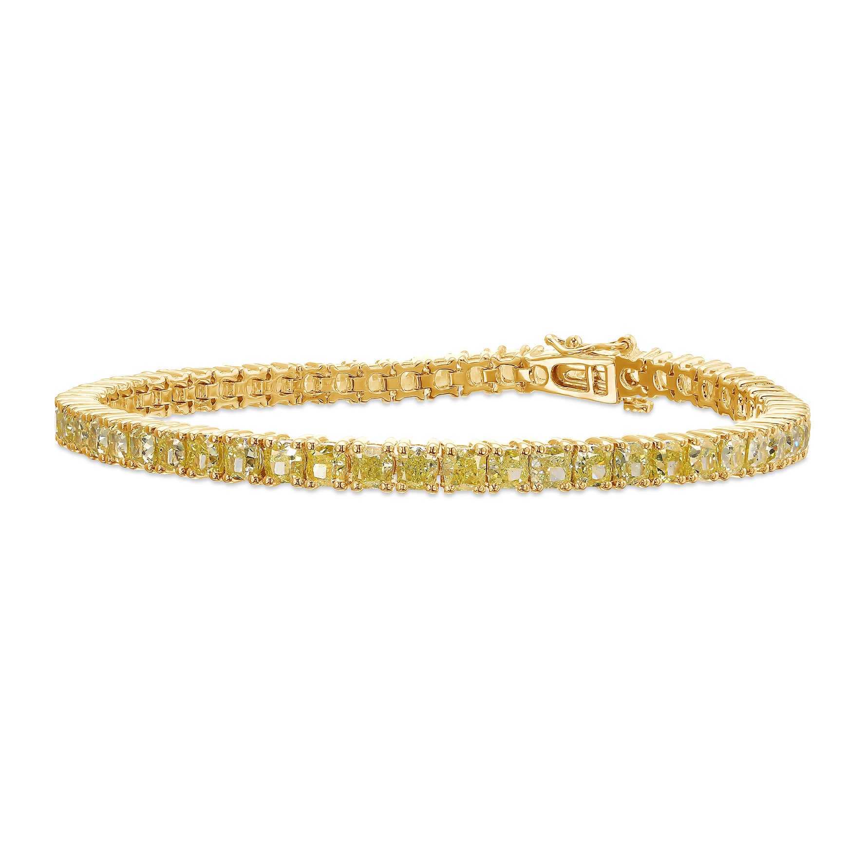 Fancy Yellow Cushion Diamond Tennis Bracelet