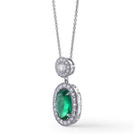 Green Colombian Oval Emerald Halo Pendant
