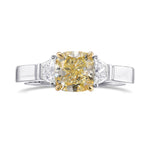Fancy Yellow Cushion 3 Stone Diamond Ring
