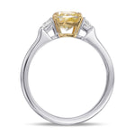 Fancy Yellow Cushion 3 Stone Diamond Ring