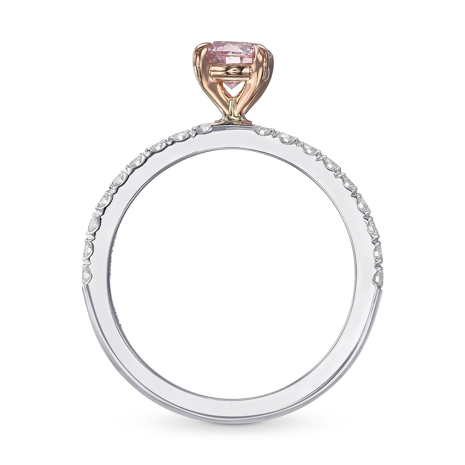 Fancy Pink Round Side-stone Diamond Ring