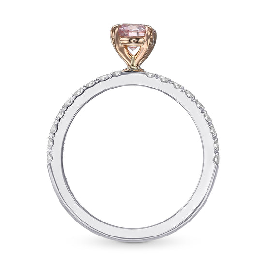 Fancy Pink Round Side-stone Diamond Ring