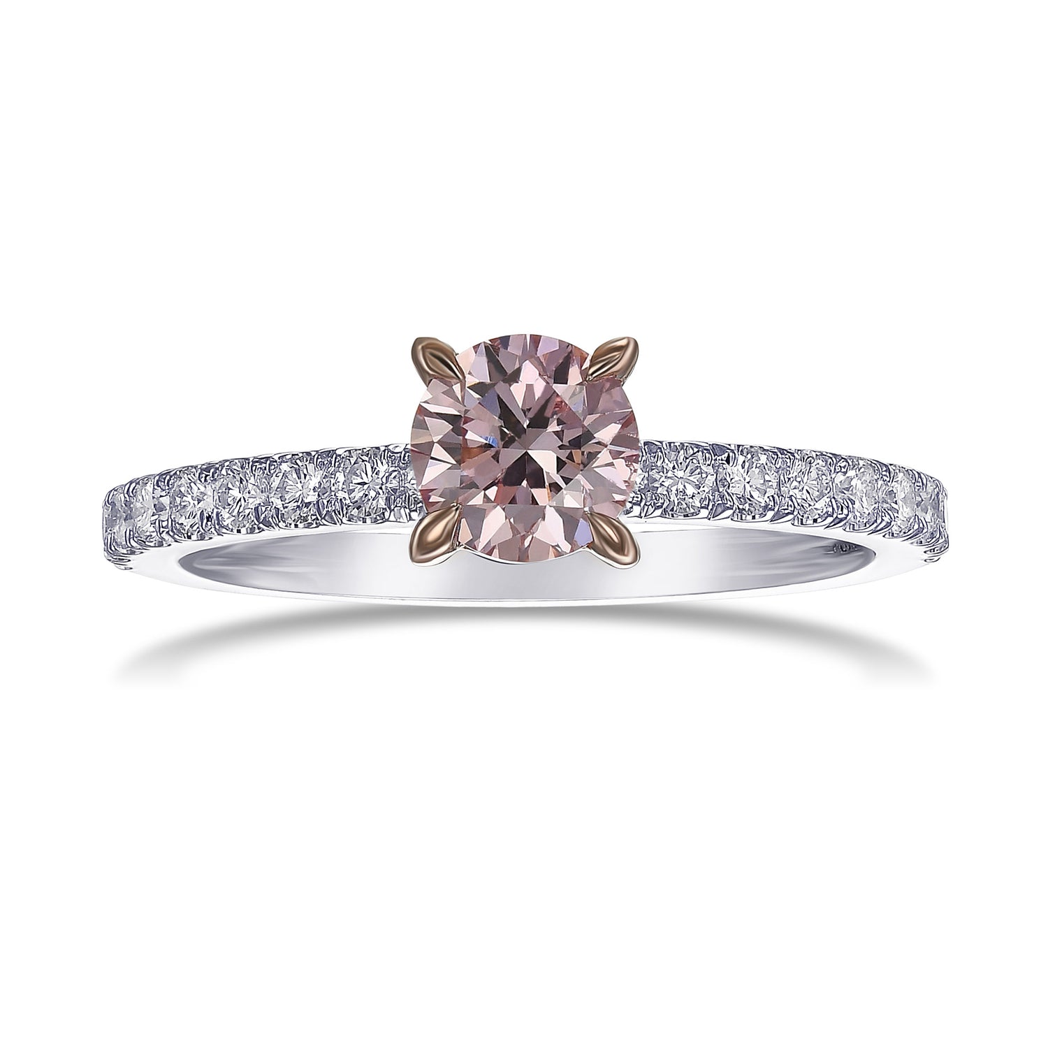 Fancy Pink Round Side-stone Diamond Ring