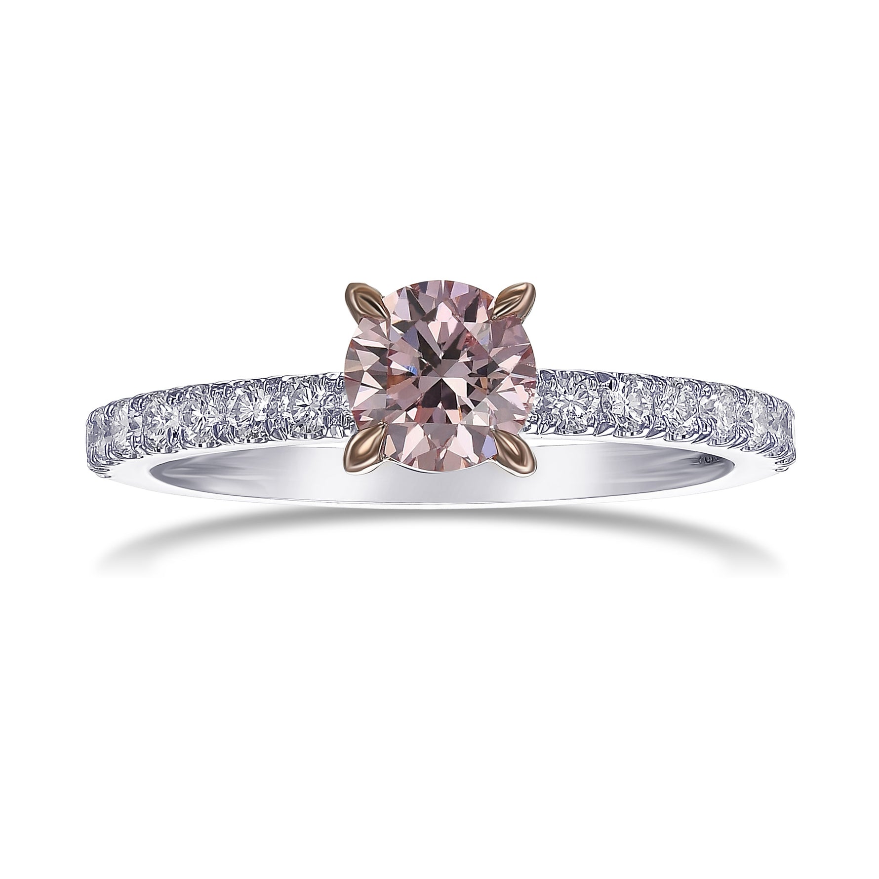 Fancy Pink Round Side-stone Diamond Ring