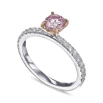 Fancy Pink Round Side-stone Diamond Ring