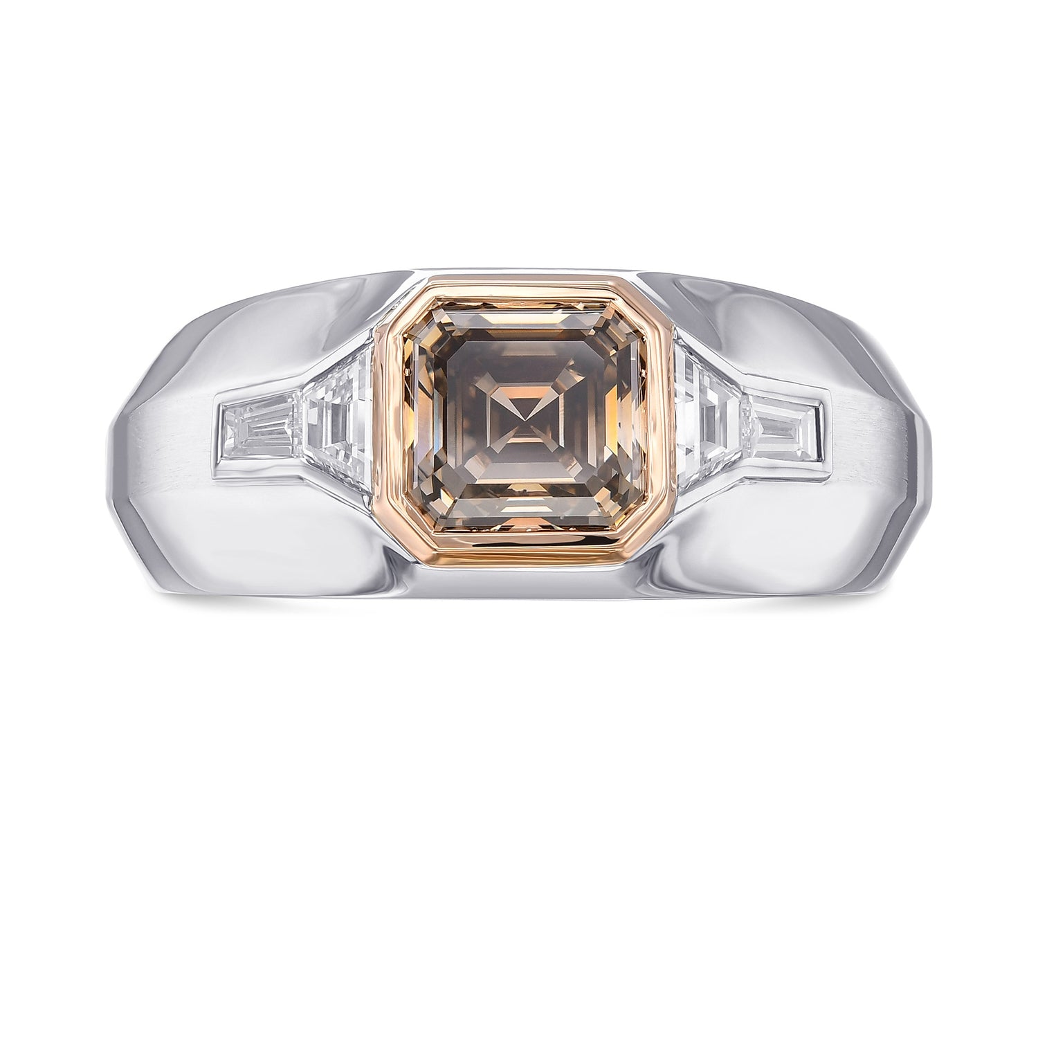 Fancy Dark Brown Asscher-cut Men's Diamond Ring