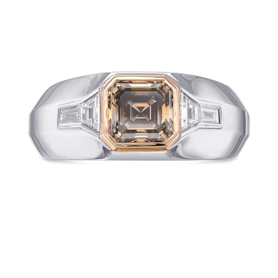 Fancy Dark Brown Asscher-cut Men's Diamond Ring