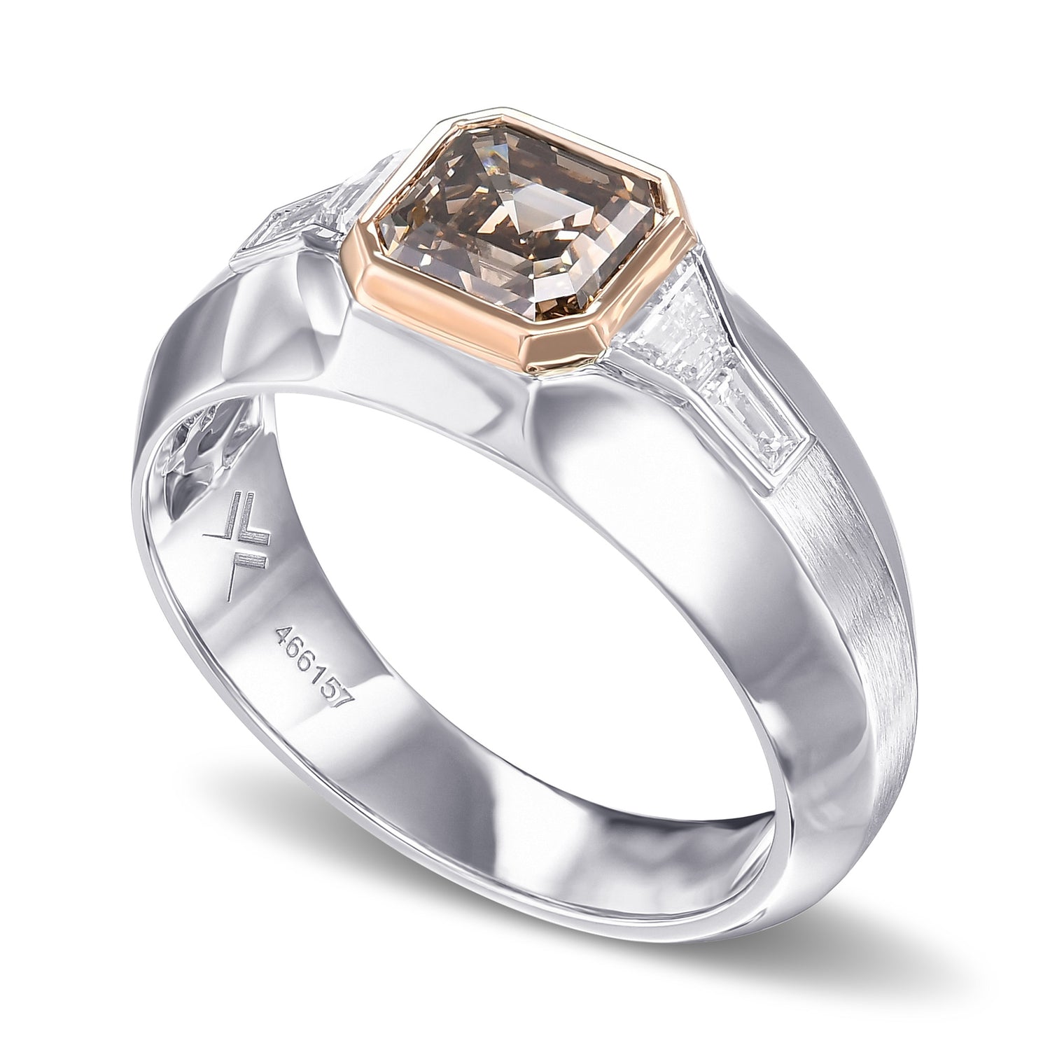 Fancy Dark Brown Asscher-cut Men's Diamond Ring