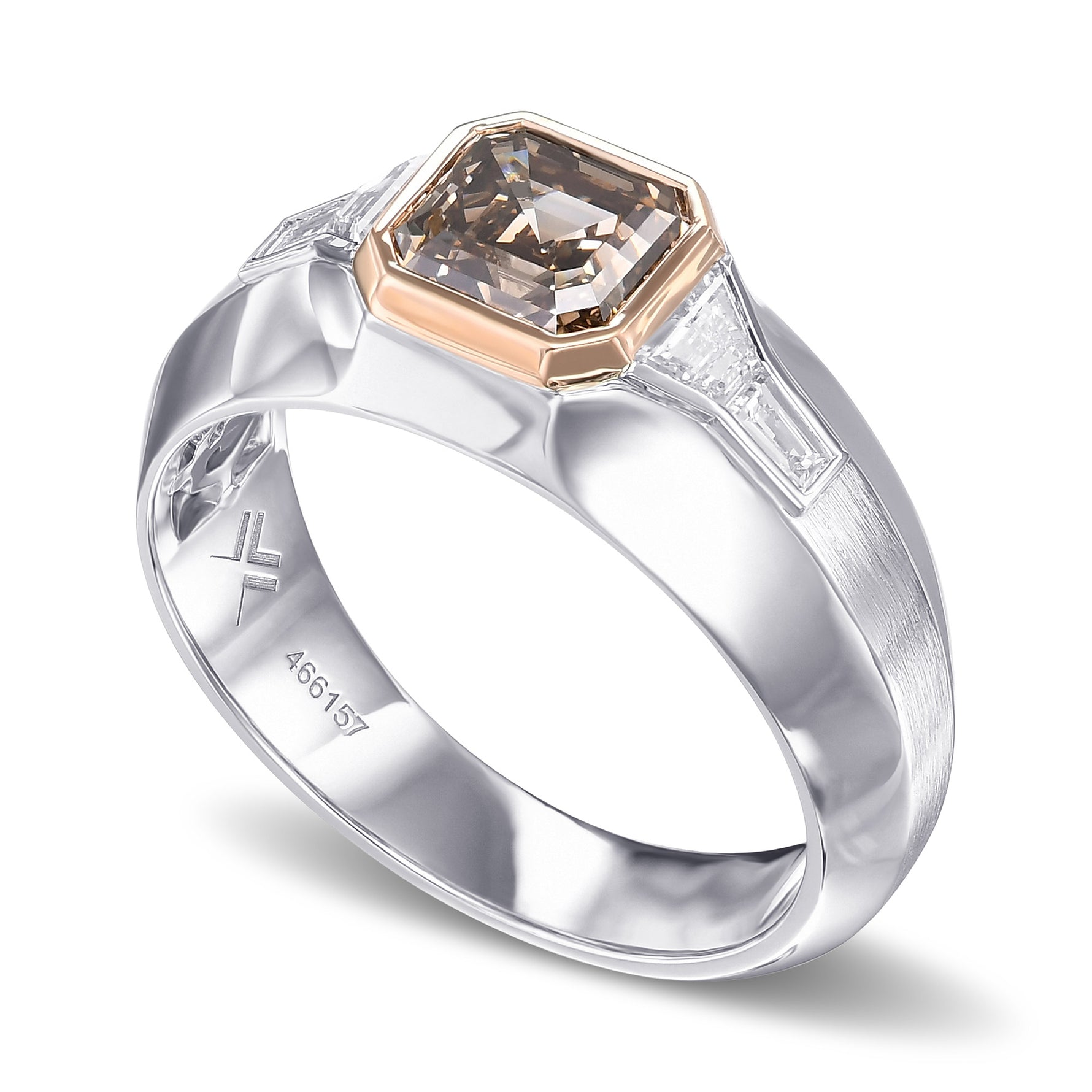 Fancy Dark Brown Asscher-cut Men's Diamond Ring