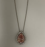 Fancy Intense Pink Pear Halo Diamond Pendant