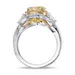 Fancy Intense Yellow Cushion Double Halo Diamond Ring