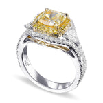 Fancy Intense Yellow Cushion Double Halo Diamond Ring