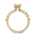 Fancy Yellow Cushion Diamond Side-stone Ring