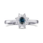 Fancy Deep Green Blue Cushion Halo Diamond Ring