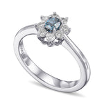 Fancy Deep Green Blue Cushion Halo Diamond Ring
