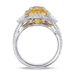 Yellow Cushion Sapphire & Triangle Diamond Ring 