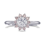 Colorless and Pink Diamond Engagement Halo Ring