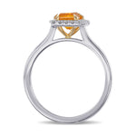 Fancy Vivid Yellow Orange Taper Halo Diamond Ring 