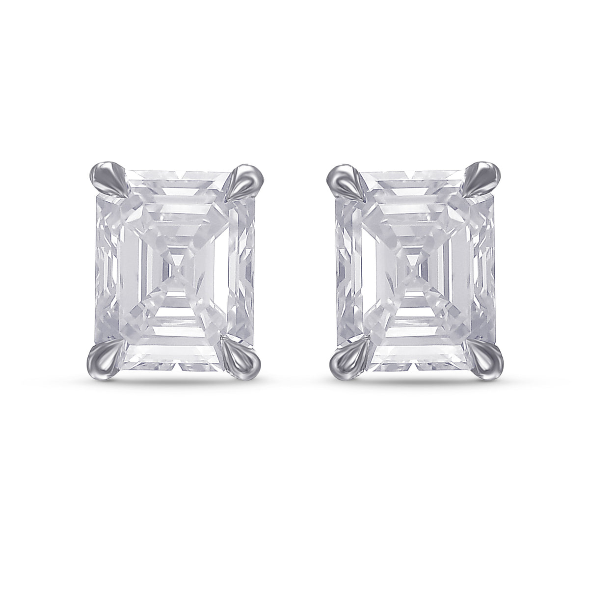 Fancy White Emerald Stud Diamond Earrings 