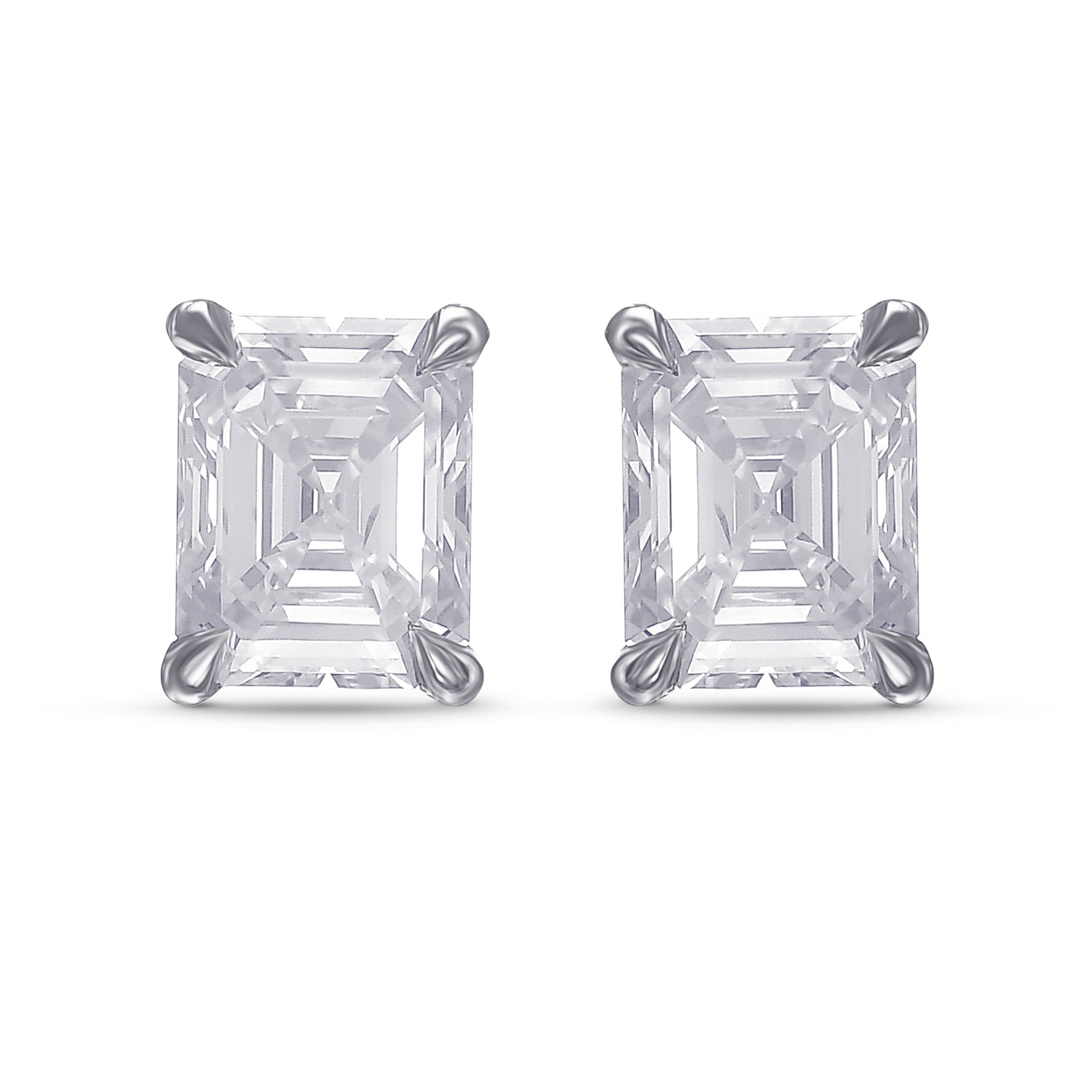 Fancy White Emerald Stud Diamond Earrings 