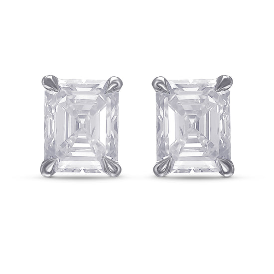 Fancy White Emerald Stud Diamond Earrings 
