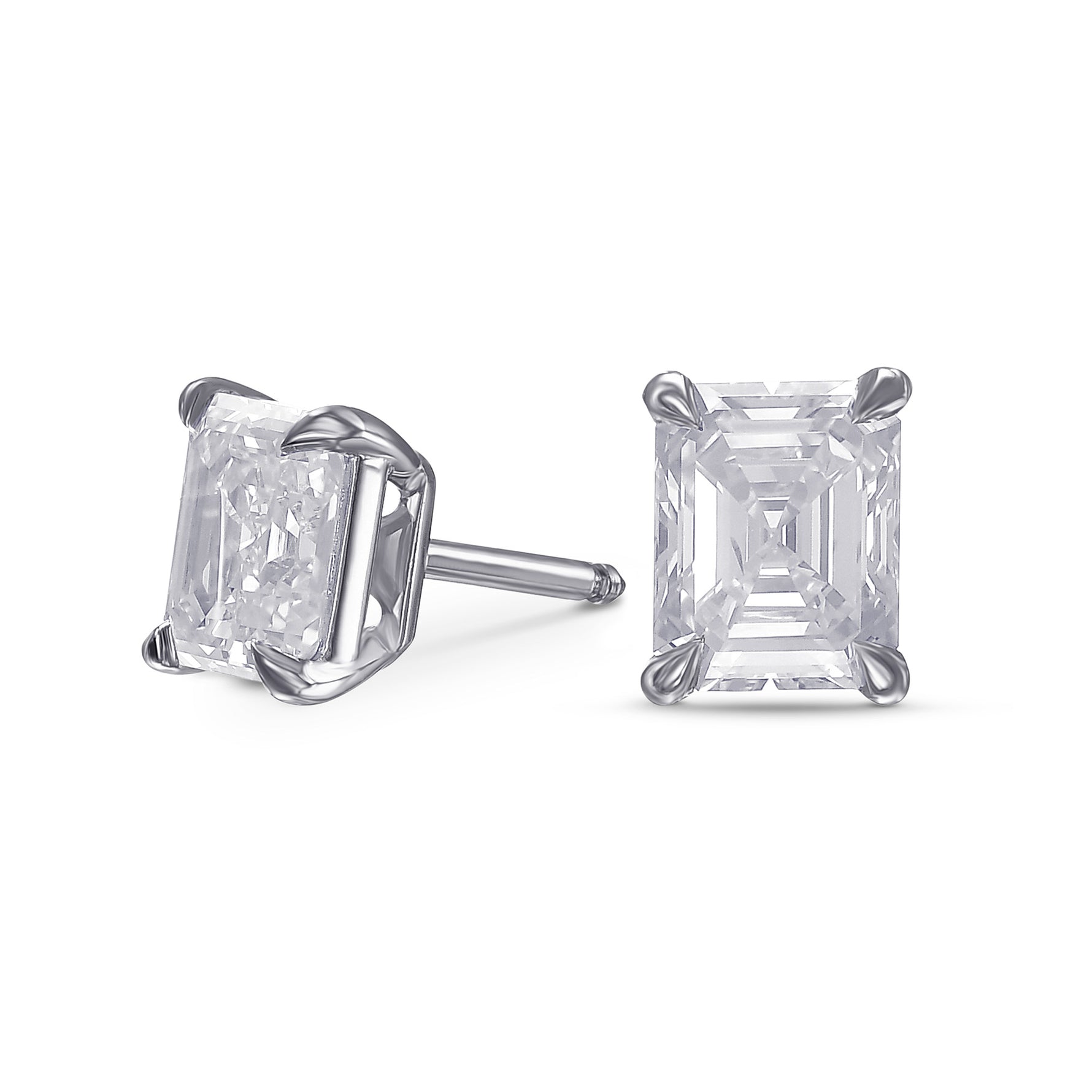 Fancy White Emerald Stud Diamond Earrings 