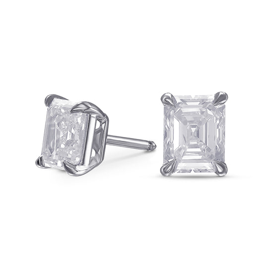 Fancy White Emerald Stud Diamond Earrings 